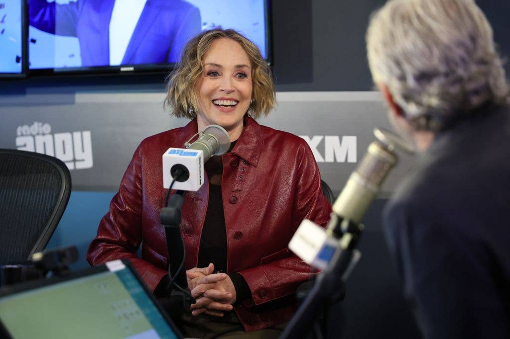 Sharon talks with Andy Cohen during her visit to SiriusXM 