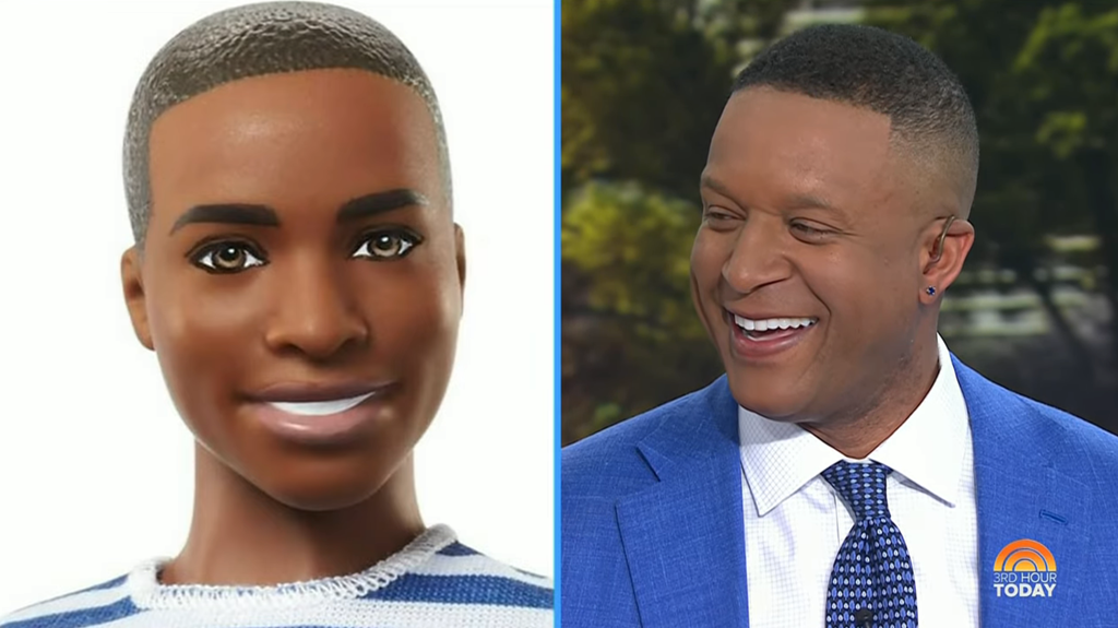 Craig alongside a barbie doll