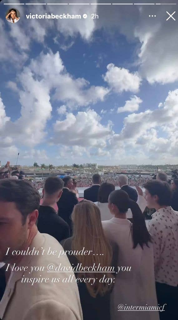 The Beckham family were spotted in the crowd