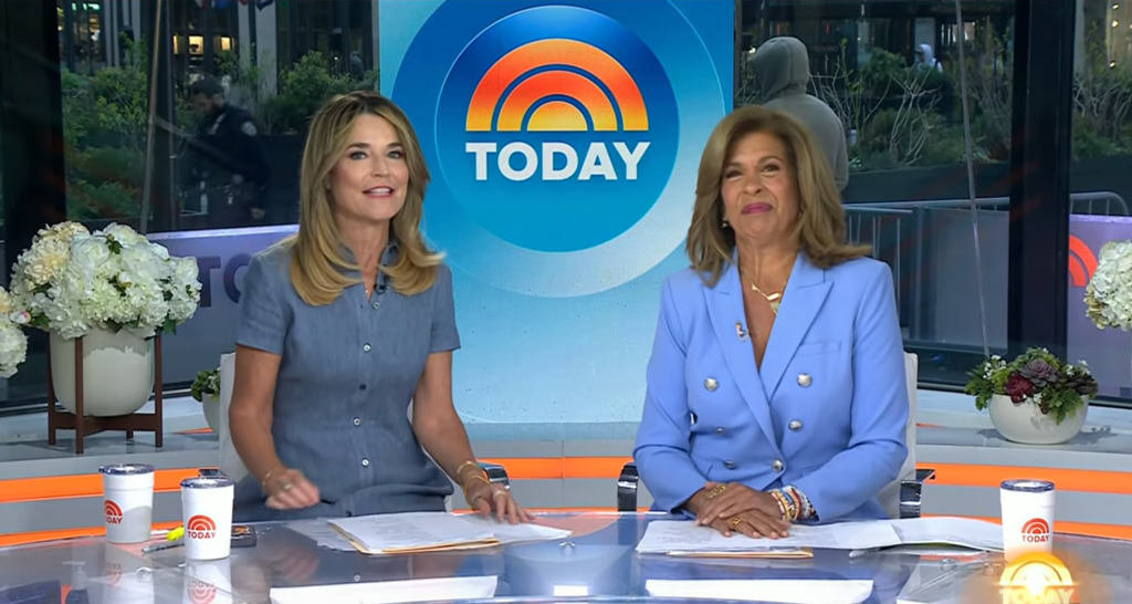 Savannah and Hoda co-ordinated in blue outfits 