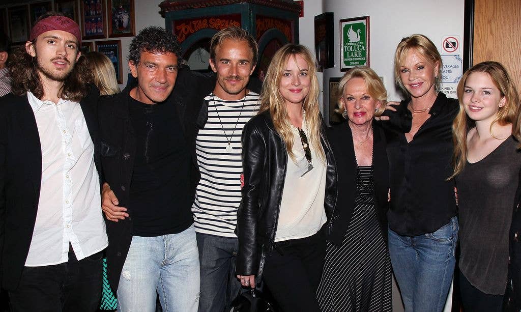 Alexander Bauer, Antonio Banderas, Jesse Johnson, Dakota Johnson, Tippi Hedren, Melanie Griffith and Stella Banderas in 2012