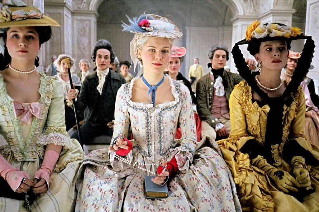 Mary Nighy, Kirsten Dunst and Judy Davis in a still from Marie-Antoinette