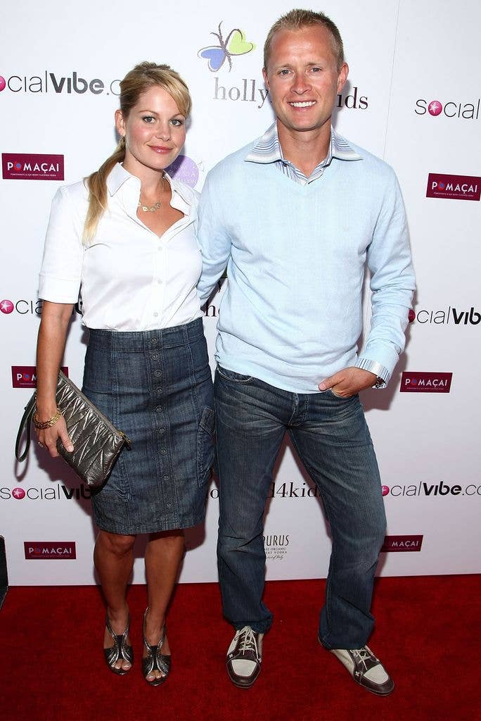 Candace Cameron (L) and NHL player Val Bure arrive at the launch of SocialVibe.com and HollyRod 4 Kids' campaign "From One to a Million" at the Stone Rose Lounge on July 17, 2008 in Los Angeles, California