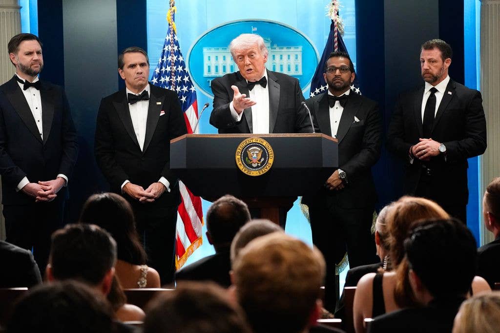  President Donald Trump speaks during a press conference in the Brady Briefing Room of the White House