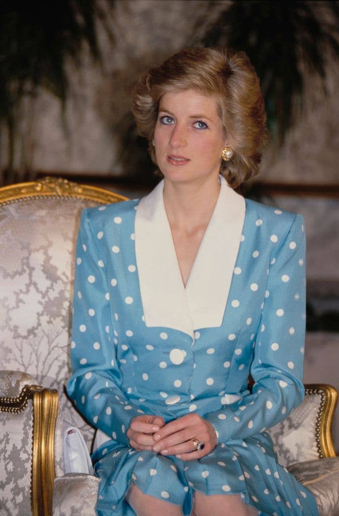 Princess Diana was a fan of polka dot dresses with  a frilled collar and double-breasted detailing