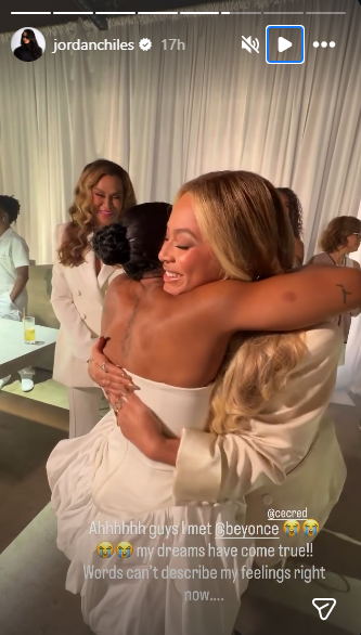 The singer hugged Jordan tightly