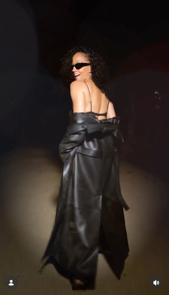 She modeled her sleek look