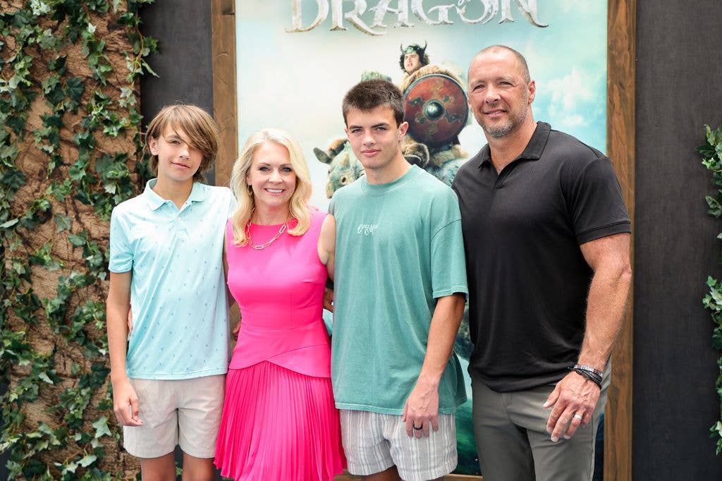 Tucker Wilkerson, Melissa Joan Hart, Braydon Wilkerson and Mark Wilkerson attend Universal Pictures presents the Los Angeles premiere of DreamWorks "How To Train Your Dragon" 