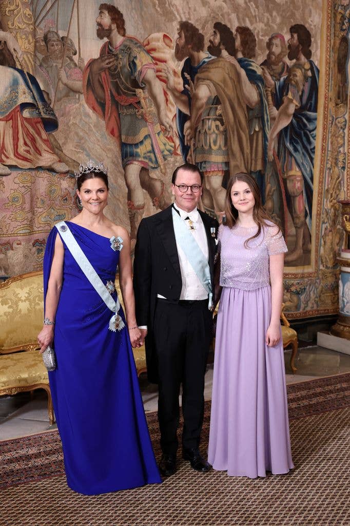 STOCKHOLM, SWEDEN - APRIL 30: Crown Princess Victoria of Sweden, Prince Daniel, Duke of VÃ¤stergÃ¶tland and Princess Estelle of Sweden attend the gala dinner during the 80th Birthday celebrations of King Carl XVI Gustaf of Sweden at Royal Palace on April 30, 2026 in Stockholm, Sweden.  (Photo by Michael Campanella/Getty Images)