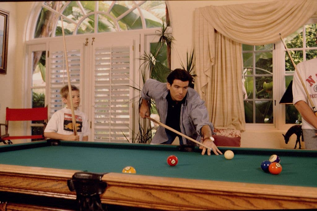 Pierce brosnan playing pool in 90s