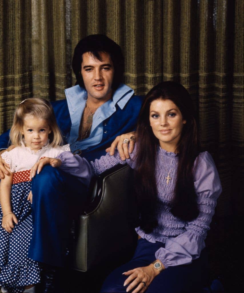 American rock legend Elvis Presley with his wife, Priscilla and their daughter, Lisa-Marie 1970