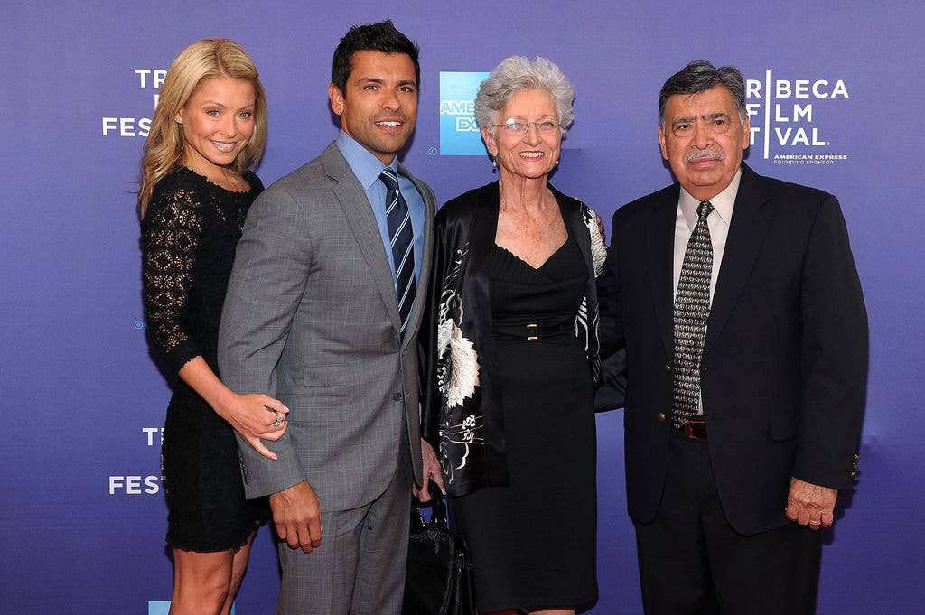 TV personality Kelly Ripa, professional athlete Mark Consuelos, Camilla Consuelos and Saul Consuelos attend  the premiere of "Off the Rez" during the 2011 Tribeca Film Festival at SVA Theater on April 26, 2011 in New York City. 