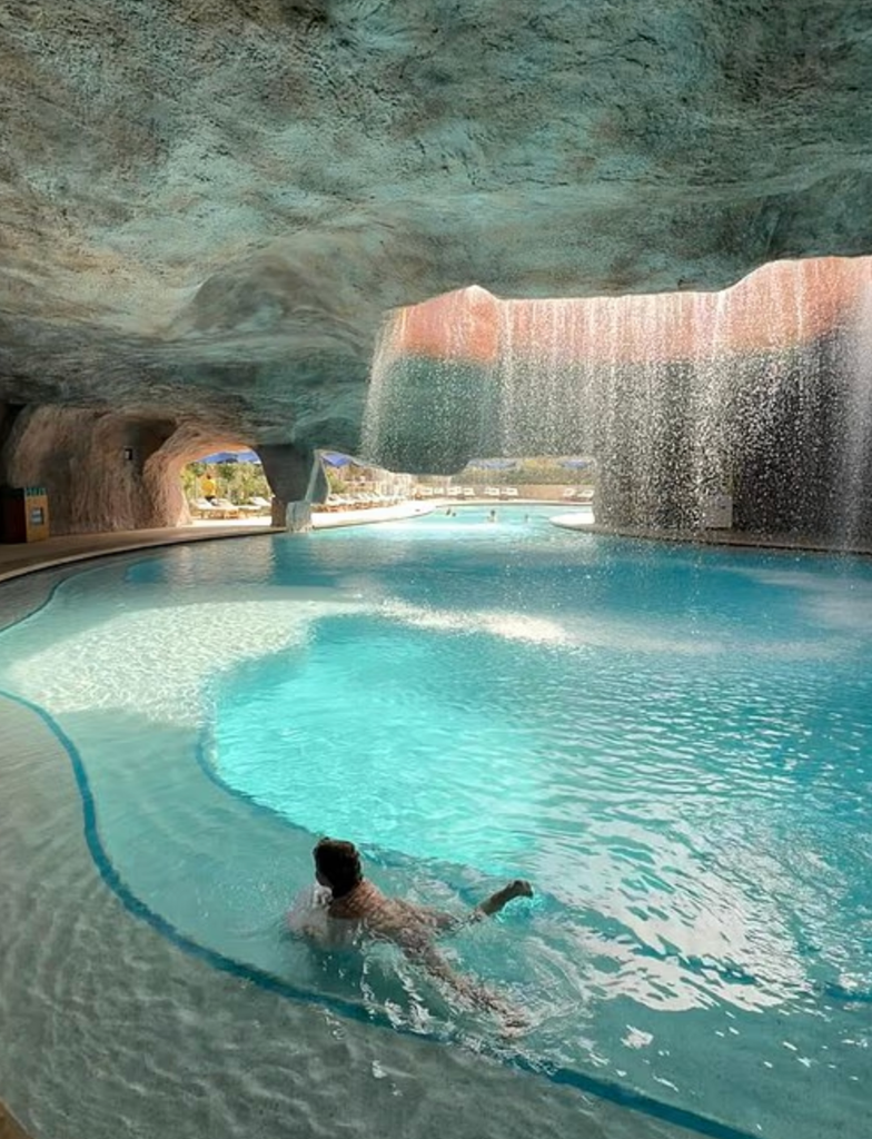 Their daughter Isabella enjoying a swim