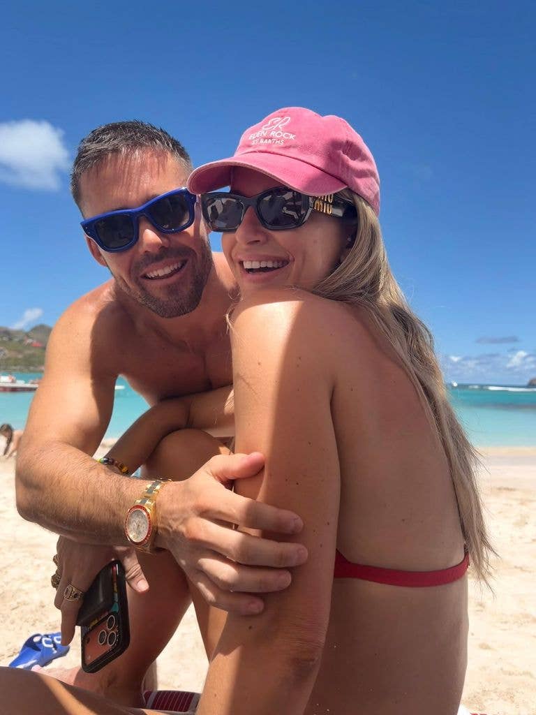 Vogue Williams and husband Spencer Matthews on the beach 