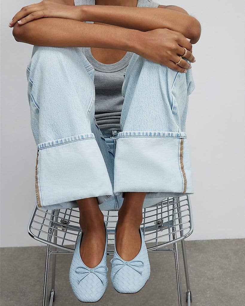 Blue Woven Ballet Pumps from River Island