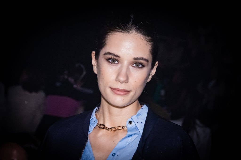 Ella Travolta attends Lola Casademunt by Maite fashion show during Mercedes Benz Fashion Week Madrid at Ifema on February 22, 2025 in Madrid, Spain