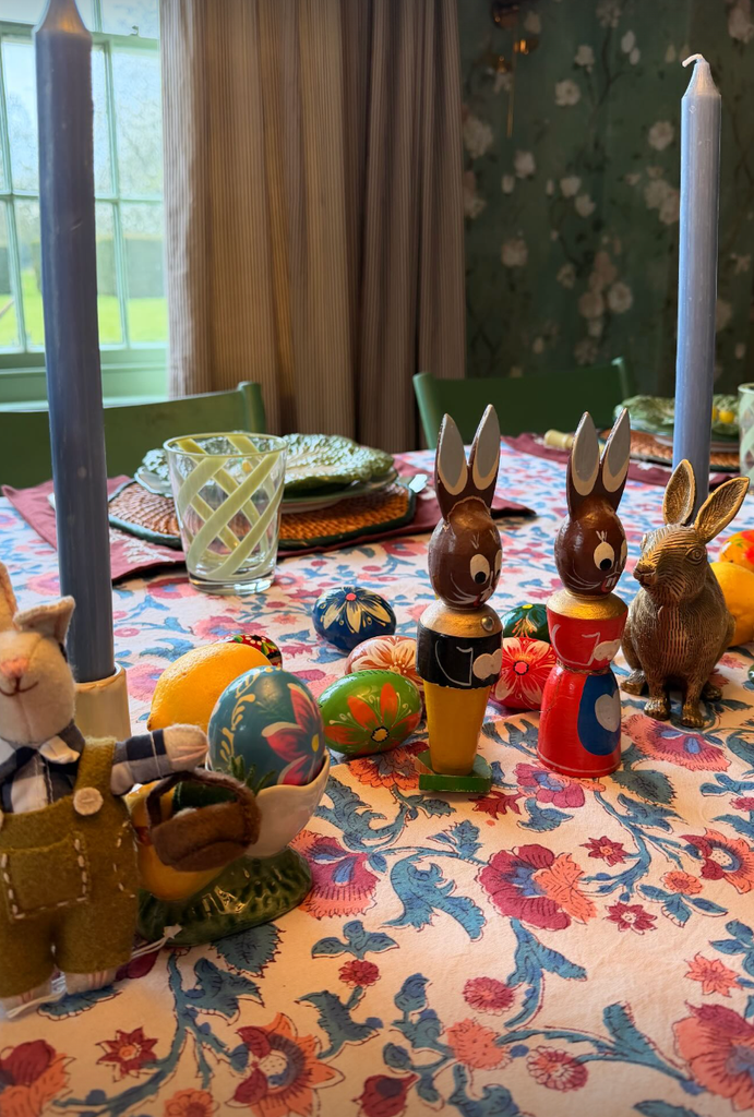 A photo of a colourful easter table
