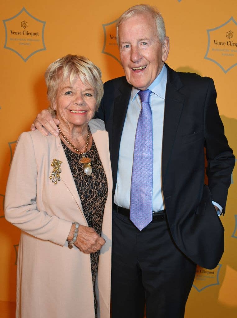 Judith Chalmers (L) and Neil Durden-Smith attend the Veuve Clicquot Business Woman Awards at Claridge's Hotel on May 9, 2017 in London, England