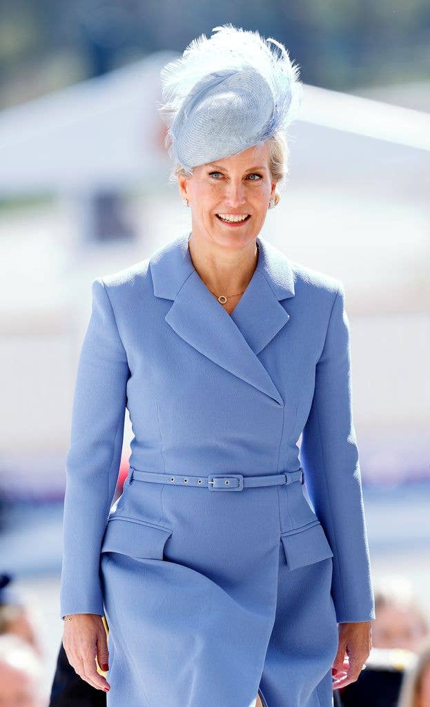CAMBERLEY, UNITED KINGDOM - APRIL 11: (EMBARGOED FOR PUBLICATION IN UK NEWSPAPERS UNTIL 24 HOURS AFTER CREATE DATE AND TIME) Sophie, Duchess of Edinburgh represents King Charles III as the Reviewing Officer during The Sovereign's Parade at the Royal Military Academy Sandhurst on April 11, 2025 in Camberley, England. The Sovereign's Parade, first held in 1948 in the presence of King George VI, marks the culmination of 44 weeks training and the passing out of the Officer Cadets who have completed the Commissioning Course. (Photo by Max Mumby/Indigo/Getty Images)