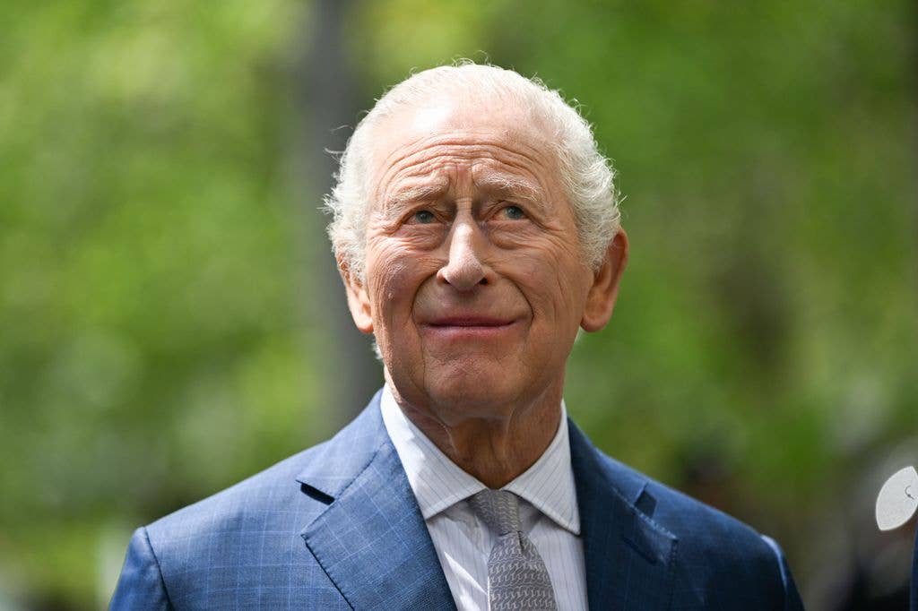 King Charles III looks on during a ceremony at the National September 11 Memorial on day three of the State Visit of King Charles III and Queen Camilla to the United States of America