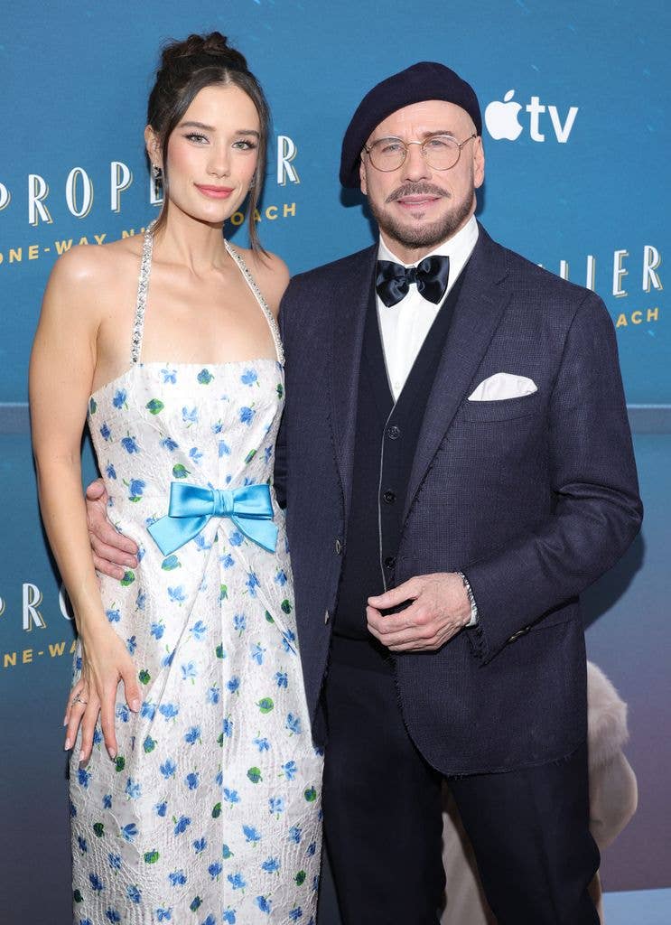 photo of ella bleu and john travolta smiling nyc premiere
