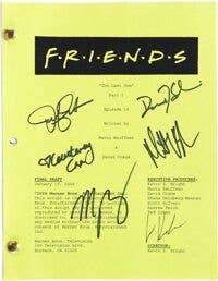 photo of a friends script owned by matthew perry