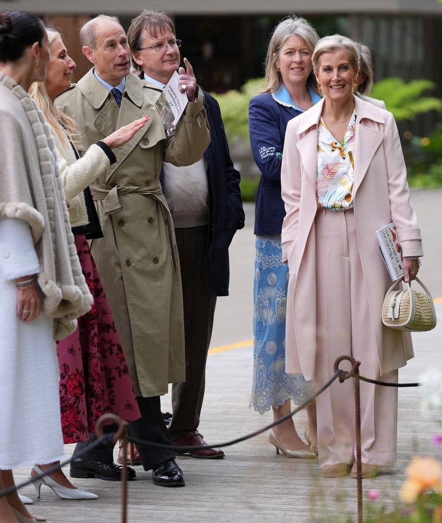Britain's Prince Edward, Duke of Edinburgh (3L) and Britain's Sophie, Duchess of Edinburgh at the 2026 RHS Chelsea Flower Show in London on May 18, 2026
