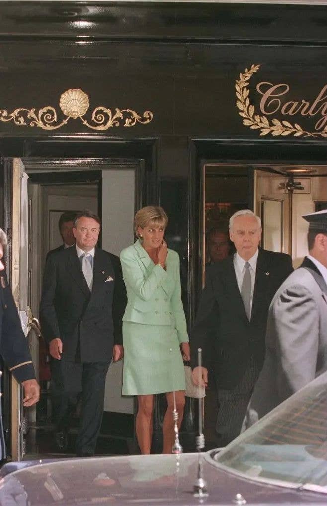 Diana, pictured leaving The Carlyle in June 1997, reportedly met with John F. Kennedy Jr. at the NYC hotel in the summer of 1995. According to PEOPLE, JFK Jr. was hoping to get the Princess to pose for the cover of his magazine, George. Per the outlet, the meeting took place in the Princess' suite.