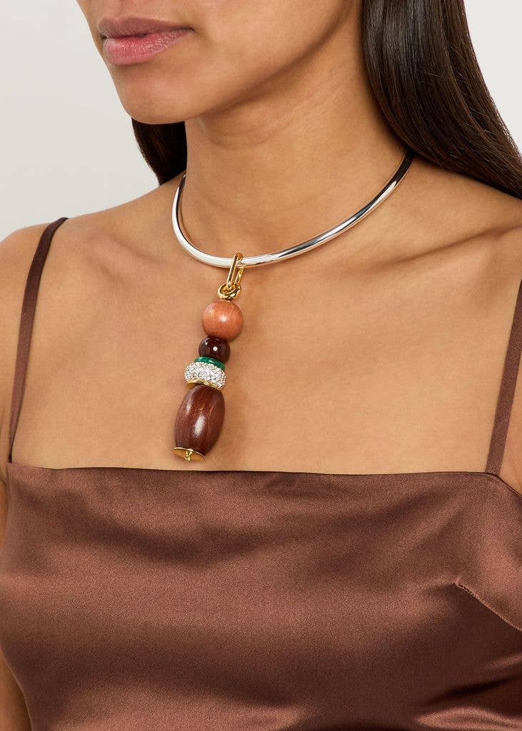 Bead Pendant Sterling Silver Hoop Necklace