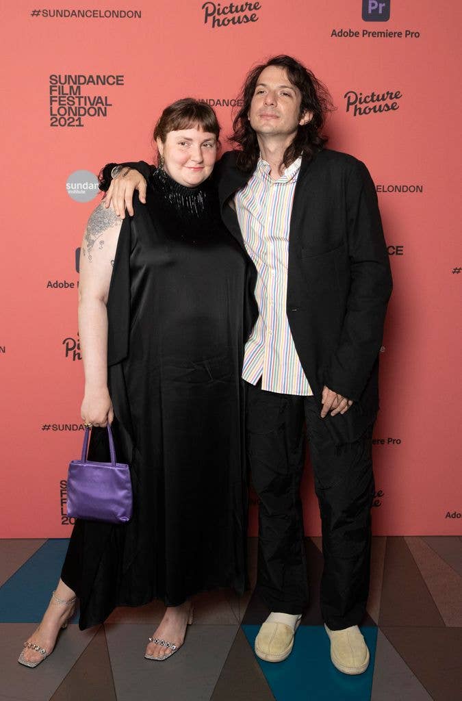 Lena Dunham and Luis Felber attend the "Zola" special screening at Picturehouse Central on August 01, 2021 in London, England. (Photo by John Phillips/Getty Images)