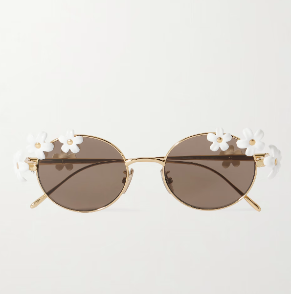 + Paula's Ibiza embellished round-frame gold-tone sunglasses
