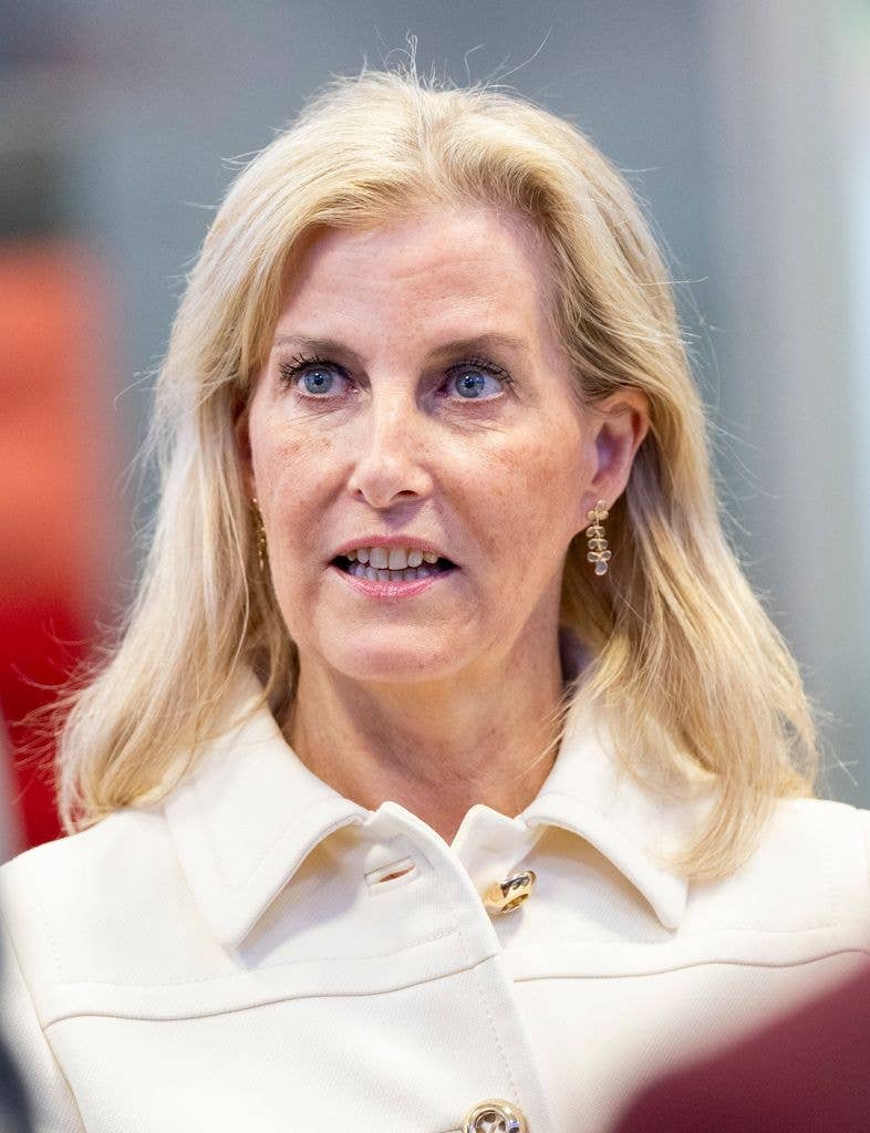Sophie, Duchess of Edinburgh close up in white jacket