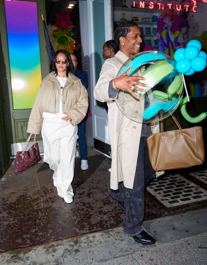 Rihanna and A$AP Rocky carried colourful balloons