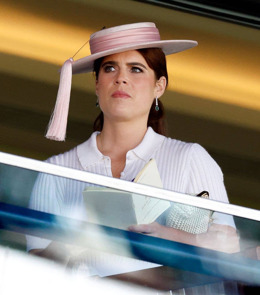Princess Eugenie with a stern expression at Royal Ascot