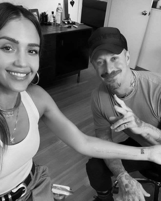 Jessica selfie with artist and forearm tattoo