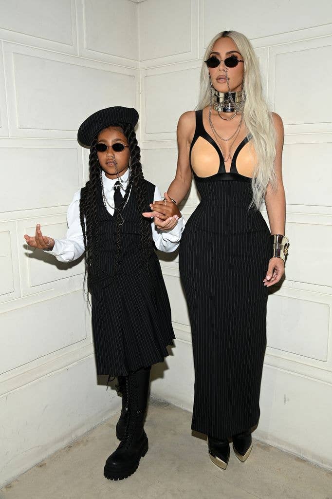 North West and Kim Kardashian attend the Jean-Paul Gaultier Haute Couture Fall Winter 2022 2023 show 