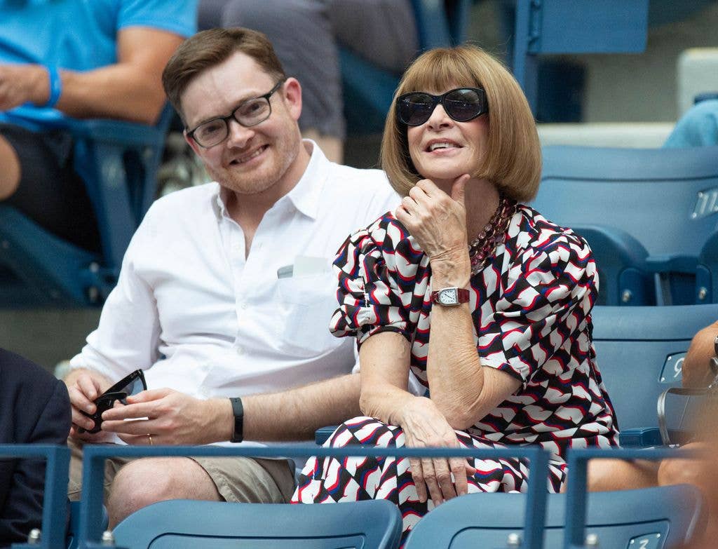 photo of anna wintour and son charles shaffer at us open