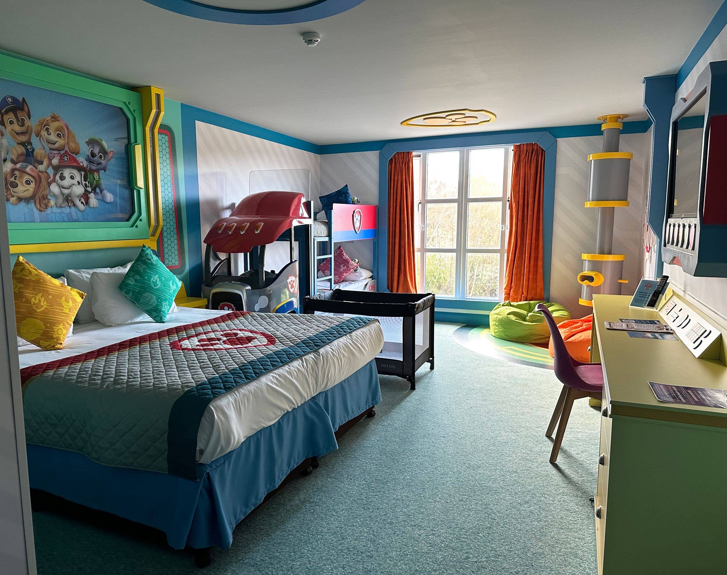 The spacious PAW Patrol rooms, which opened last October, can sleep two adults and three children