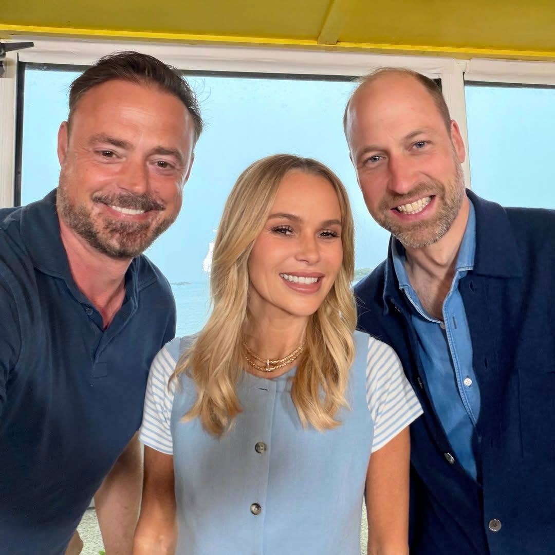 Prince William with Amanda Holden and Jamie Theakston