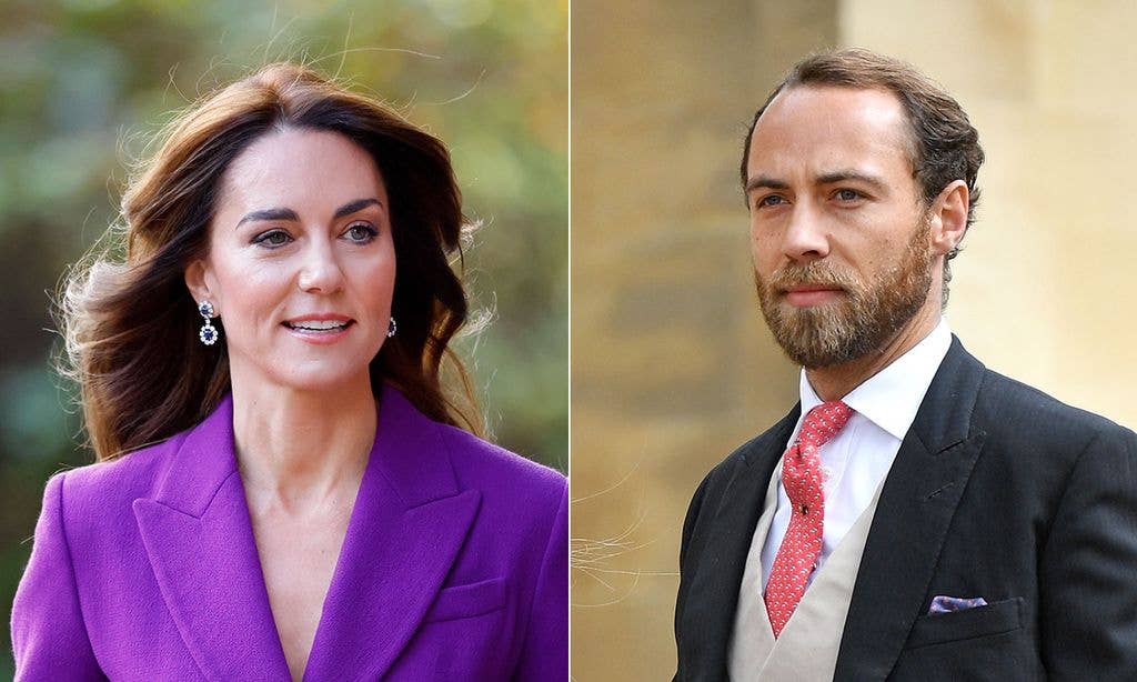 split image showing princess kate and james middleton