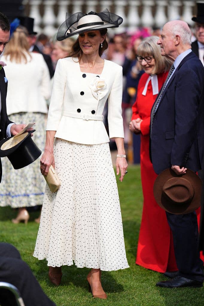 Princess of Wales and talks to guests during a Royal Garden Party at Buckingham Palace, in London, on May 8, 2026