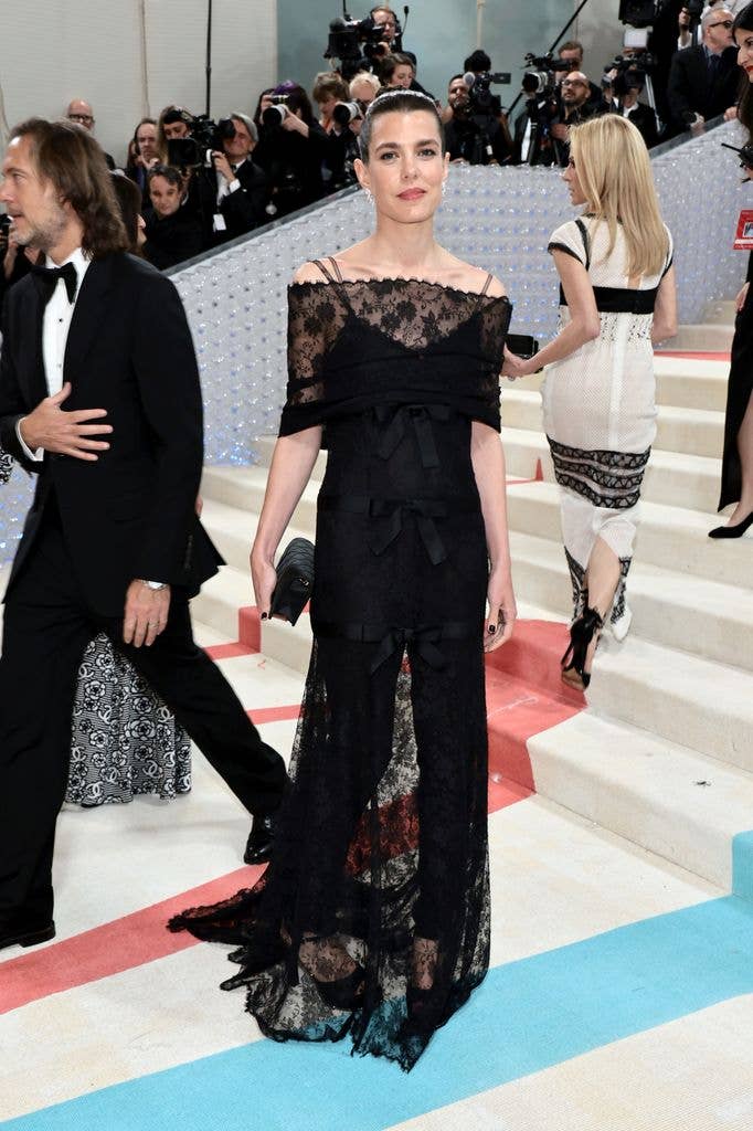 Prince Albert of Monaco's niece Charlotte Casiraghi has attended the Met Gala multiple times. Pictured at the star-studded event in 2023, wearing a chic black lace number.