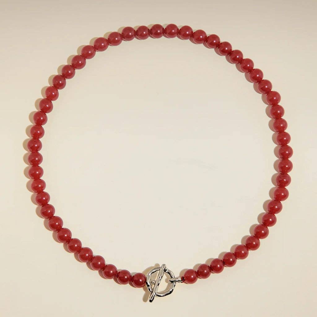 Sunset Red Beaded Necklace