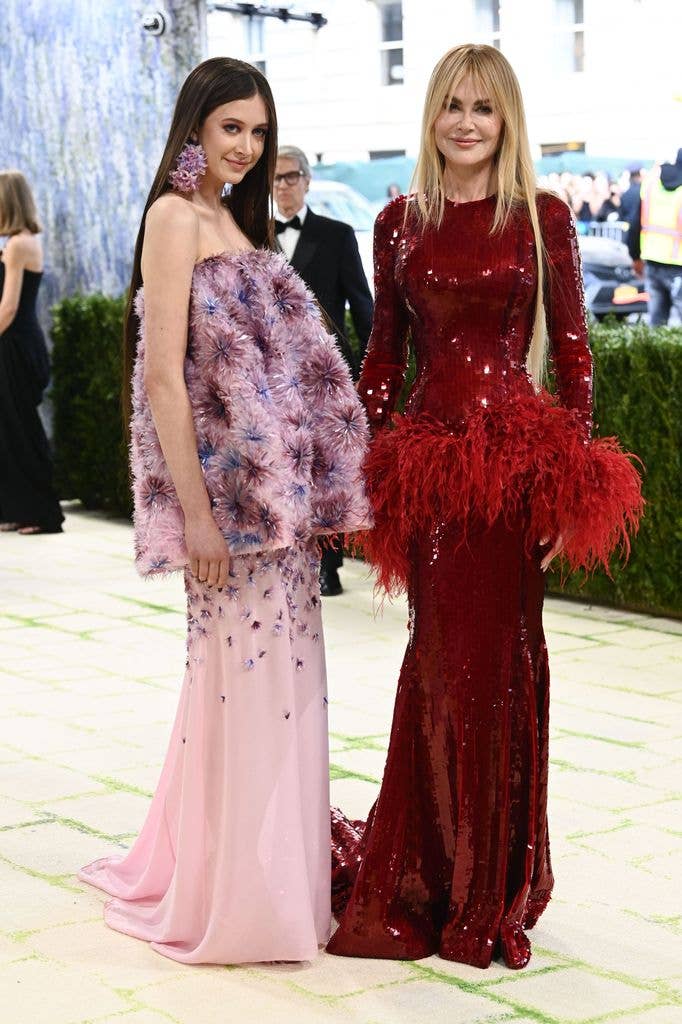 Sunday Rose Kidman Urban and Nicole Kidman on the red carpet - Nicole in red sequins and Sunday Rose in a pale pink strapless embellished dress