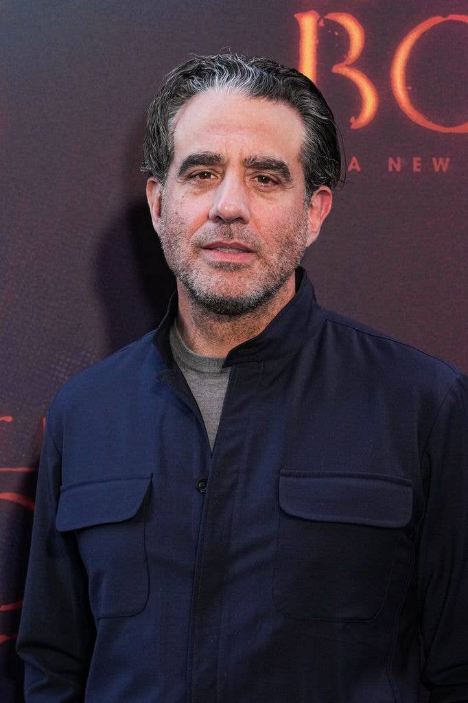 Bobby Cannavale in a grey tshirt with a navy shirt at opening night for the Broadway production of 'The Lost Boys'. 
