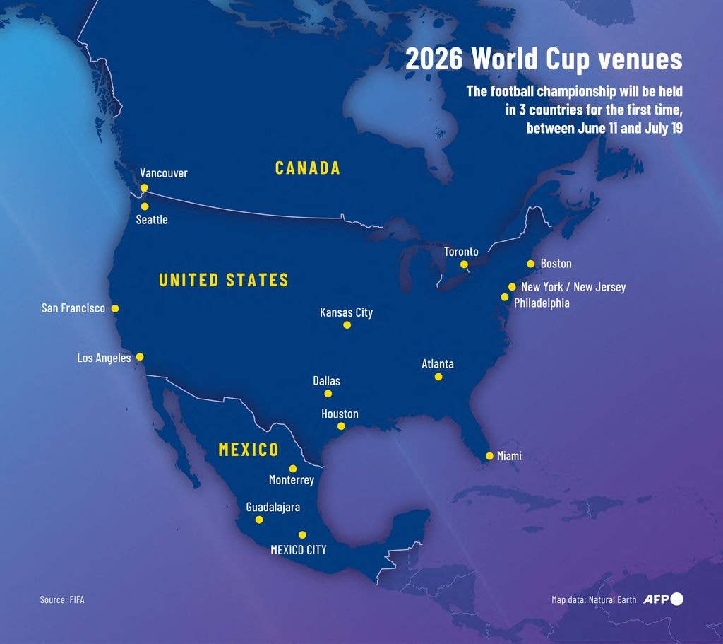 photo of map of 2026 world cup venues