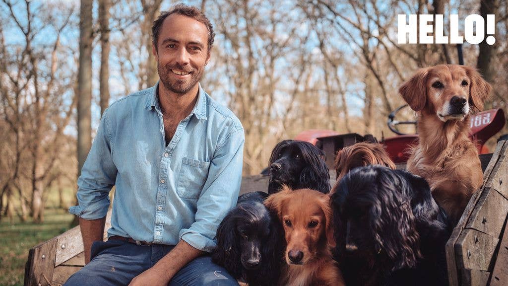 James Middleton posing with his dogs for HELLO!