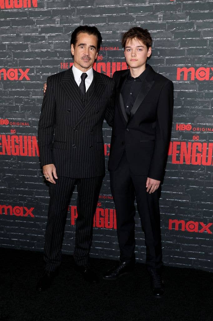Colin with his son Henry at "The Penguin" New York Premiere
