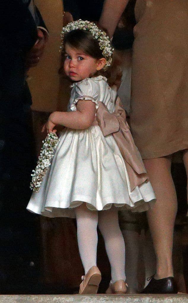 Charlotte looked every inch a little Princess at her aunt Pippa Middleton's wedding in May 2017. The young bridesmaid wore a flower crown headpiece and dress from Pepa & Company 