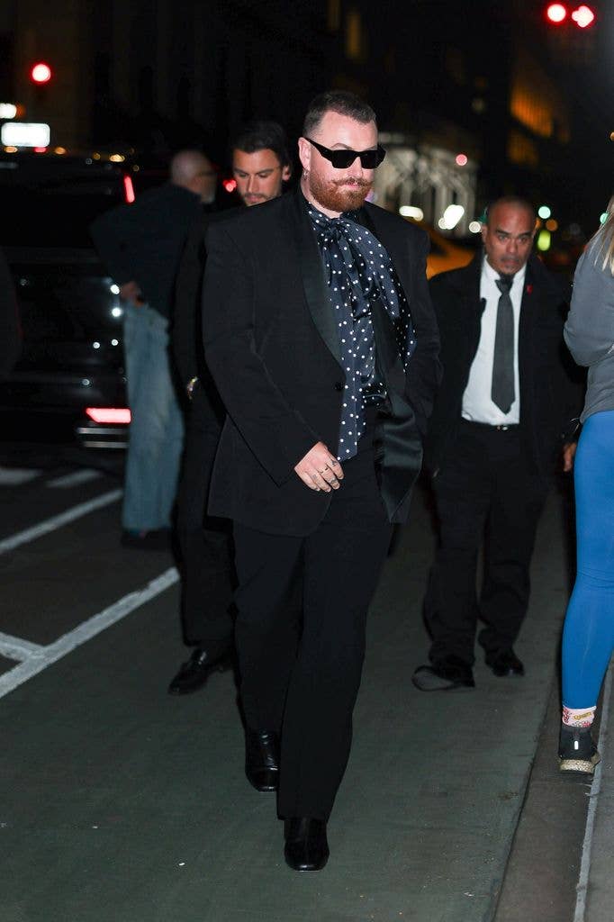 NEW YORK, NEW YORK - MAY 02: Sam Smith seen at Jeff Bezos and Lauren Sánchez Bezos Met Gala pre-party at their NoMad apartment on May 02, 2026 in New York City. (Photo by Aeon/GC Images)